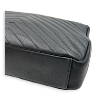 College Large Black Shoulder Bag in Calfskin, Silver hardware