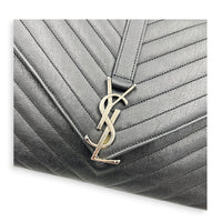 College Large Black Shoulder Bag in Calfskin, Silver hardware