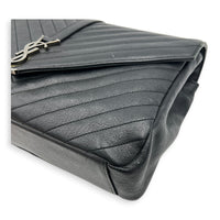 College Large Black Shoulder Bag in Calfskin, Silver hardware
