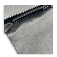 College Large Black Shoulder Bag in Calfskin, Silver hardware