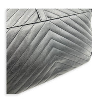 College Large Black Shoulder Bag in Calfskin, Silver hardware