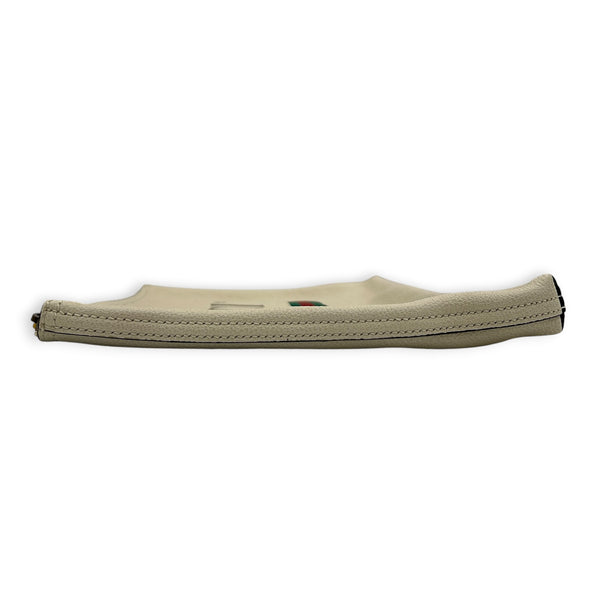 Logo Pouch White in Calfskin, Gold hardware
