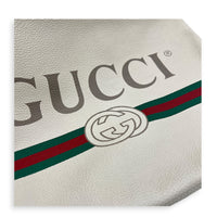 Logo Pouch White in Calfskin, Gold hardware