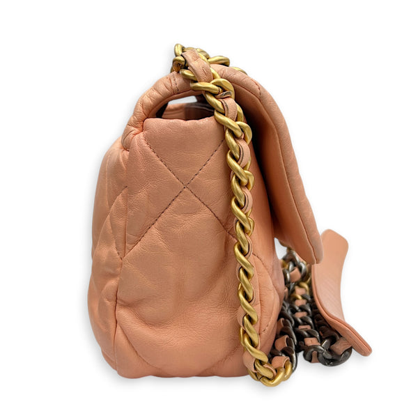 C19 Small Peach Shoulder Bag in Lambskin, Mixed hardware