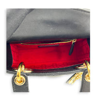 Lady Dior Top Handle Bag Mini Black in Lambskin, Guilloche hardware
