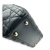 Lady Dior Top Handle Bag Mini Black in Lambskin, Guilloche hardware