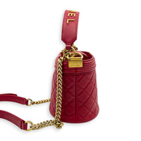 Boy Bucket Bag Red in Lambskin, Gold hardware