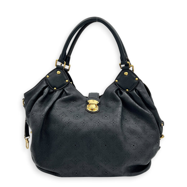 Mahina Shoulder Bag Black in Calfskin, Gold hardware