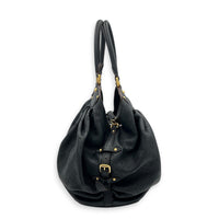 Mahina Shoulder Bag Black in Calfskin, Gold hardware