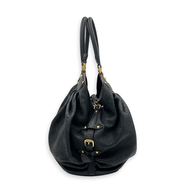 Mahina Shoulder Bag Black in Calfskin, Gold hardware