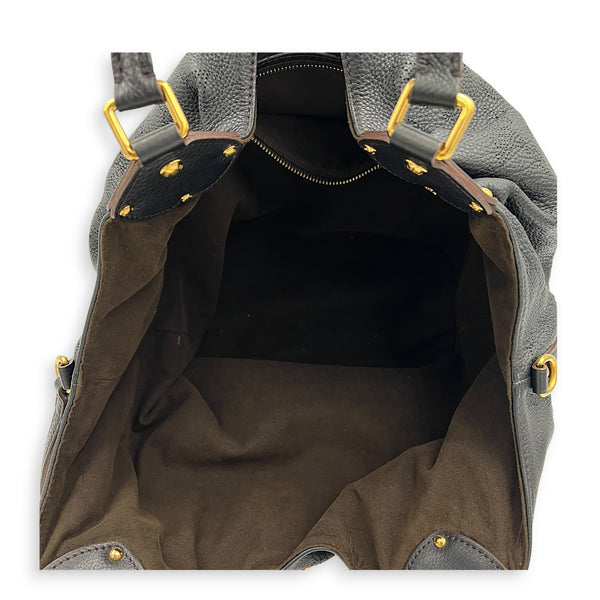 Mahina Shoulder Bag Black in Calfskin, Gold hardware