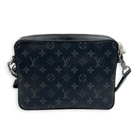 Trio Messenger  Crossbody Bag Black in Coated Canvas, Silver hardware