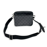 Trio Messenger  Crossbody Bag Black in Coated Canvas, Silver hardware