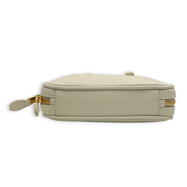 Arcadie Top Handle Bag Mini White in Calfskin, Gold hardware