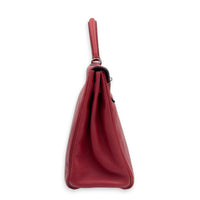 Kelly 32 Rouge H Top Handle Bag in Clemence, Palladium hardware