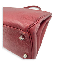 Kelly 32 Rouge H Top Handle Bag in Clemence, Palladium hardware