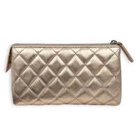 CC Pouch Gold in Lambskin, Silver hardware