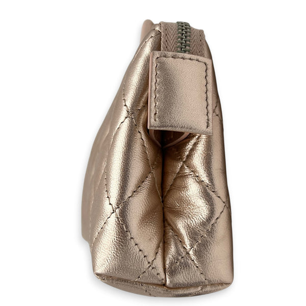 CC Pouch Gold in Lambskin, Silver hardware