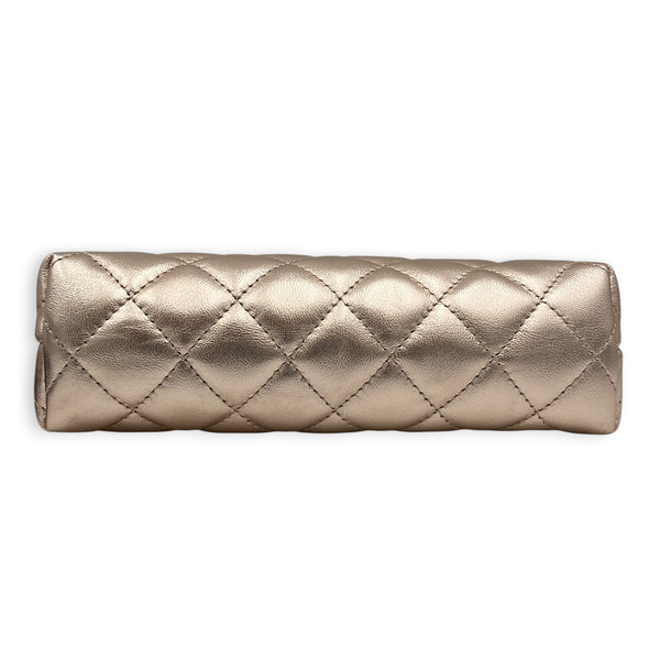 CC Pouch Gold in Lambskin, Silver hardware
