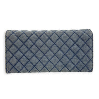 CC Flap Wallet On Chain Blue in Denim, Silver hardware