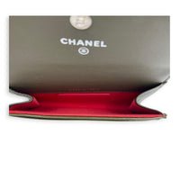 Logo Card Holder Green in Patent Leather, Silver hardware