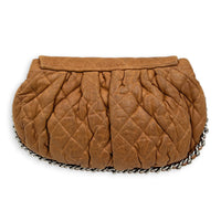 Chain Around Shoulder Bag Brown in Lambskin, Silver hardware