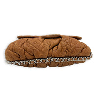 Chain Around Shoulder Bag Brown in Lambskin, Silver hardware