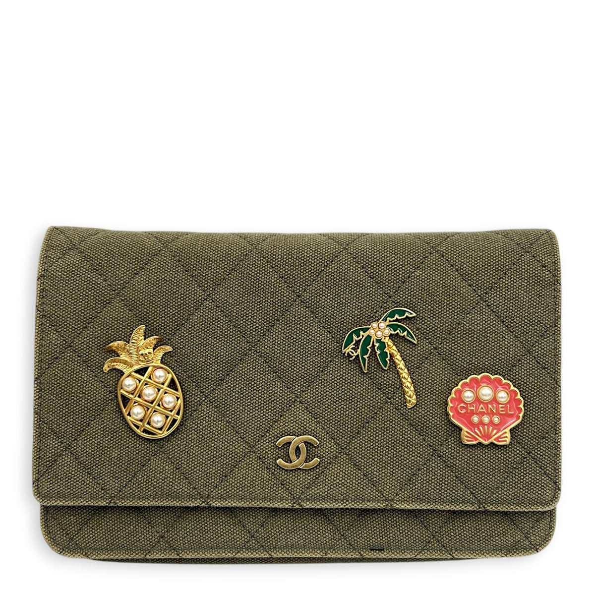 Coco Cuba Green Wallet On Chain in Denim, Gold hardware