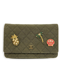 Coco Cuba Green Wallet On Chain in Denim, Gold hardware