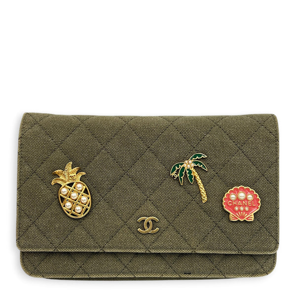 Coco Cuba Green Wallet On Chain in Denim, Gold hardware