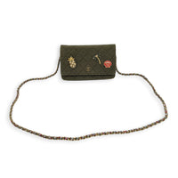 Coco Cuba Green Wallet On Chain in Denim, Gold hardware
