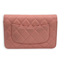 CC Pearl Crush Wallet On Chain Pink in Lambskin, Gold hardware