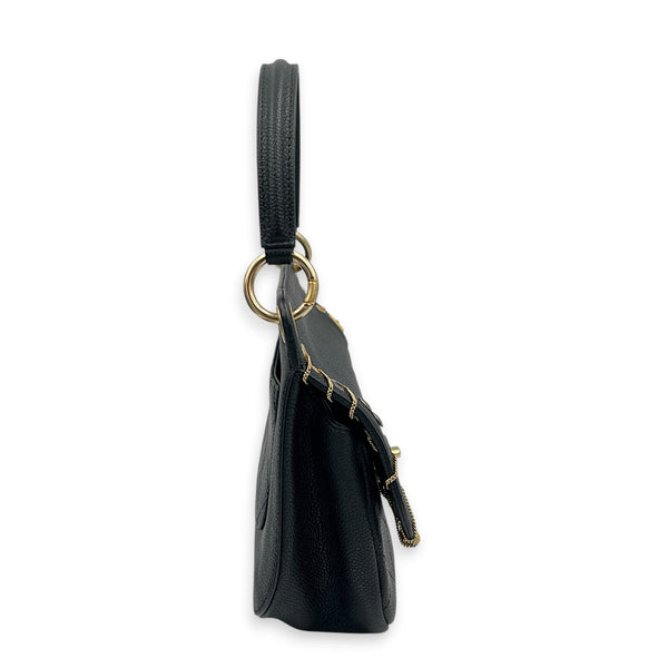 Piercing Chic Flap Top Handle Bag Black in Caviar Leather, Mixed hardware