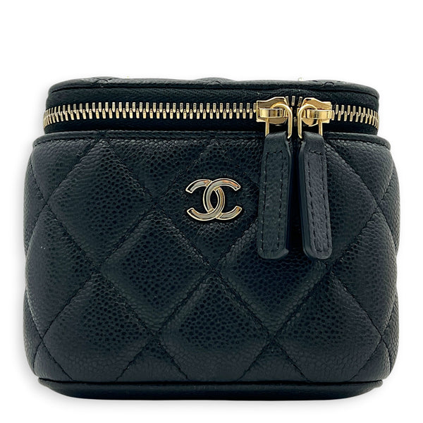 CC Vanity Bag Mini Black in Caviar Leather, Gold hardware