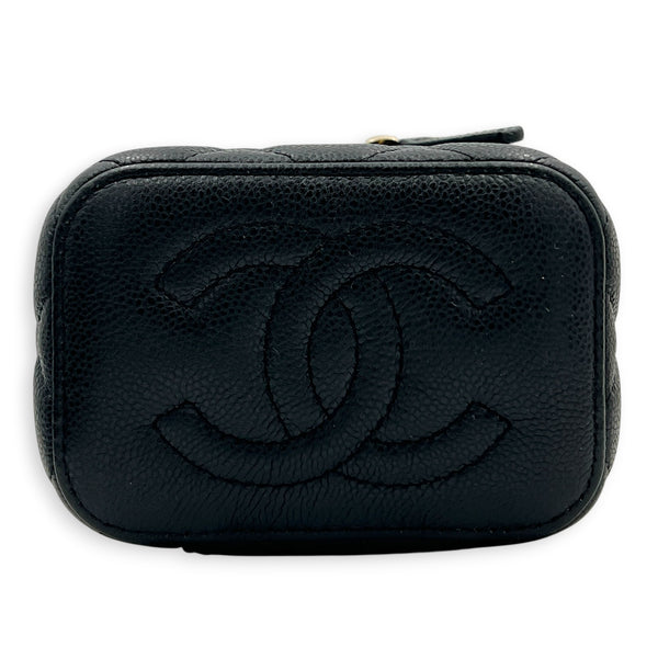 CC Vanity Bag Mini Black in Caviar Leather, Gold hardware