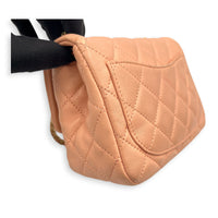 Pearl Crush Square Shoulder Bag Beige in Lambskin, Gold hardware