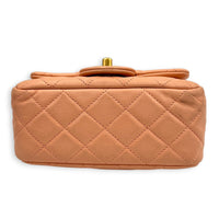 Pearl Crush Square Shoulder Bag Beige in Lambskin, Gold hardware