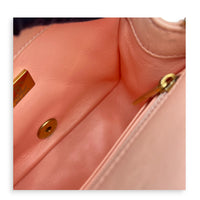 Pearl Crush Square Shoulder Bag Beige in Lambskin, Gold hardware