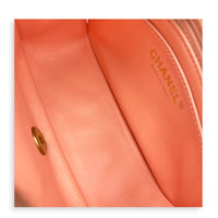 Pearl Crush Square Shoulder Bag Beige in Lambskin, Gold hardware