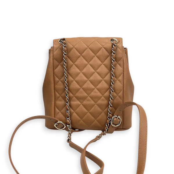 Duma Backpack Brown in Caviar Leather, Gold hardware