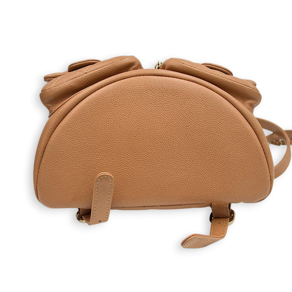 Duma Backpack Brown in Caviar Leather, Gold hardware
