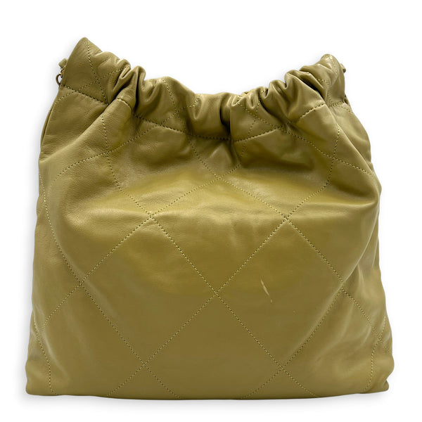 22 Tote Shoulder Bag Small Green in Calfskin, Gold hardware
