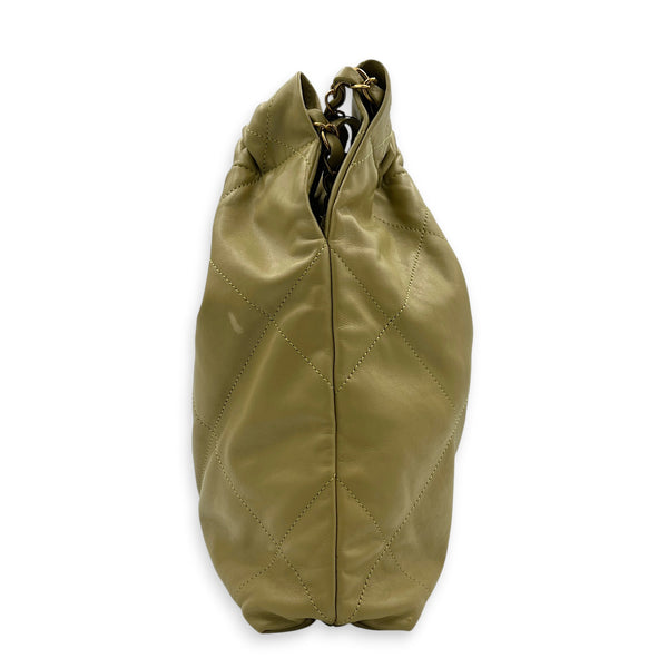 22 Tote Shoulder Bag Small Green in Calfskin, Gold hardware