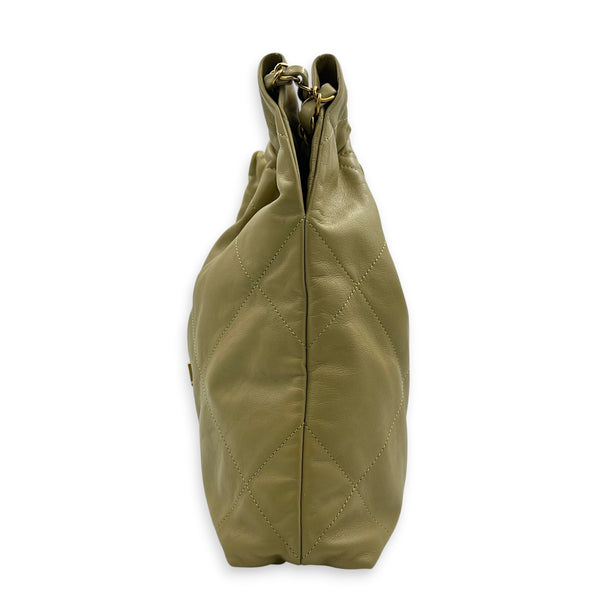 22 Tote Shoulder Bag Small Green in Calfskin, Gold hardware