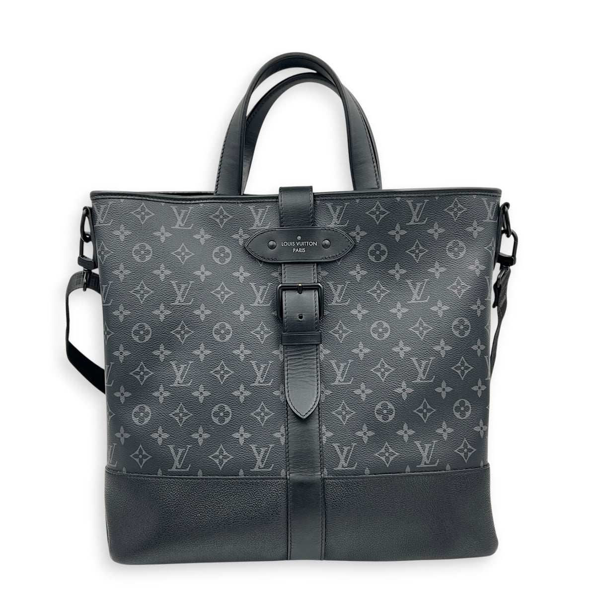 Saumur Tote Bag Monogram Eclipse in Canvas, Black hardware