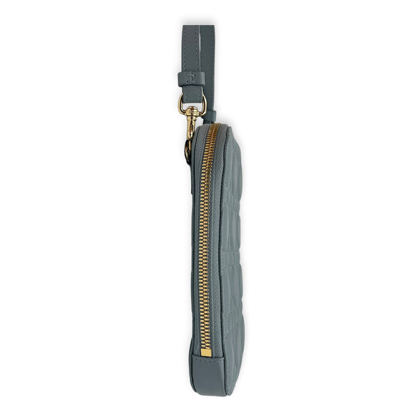 Others Phone Holder Blue in Lambskin, Silver hardware