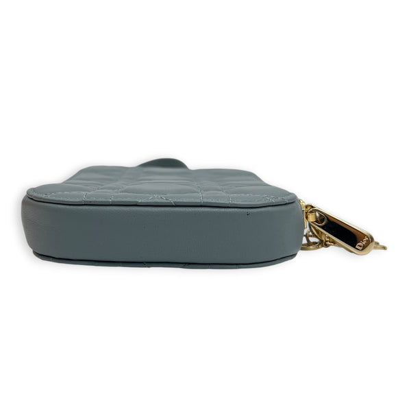 Others Phone Holder Blue in Lambskin, Silver hardware