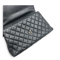 Coco Medium Black Top Handle Bag in Caviar Leather, Ruthenium hardware