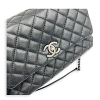 Coco Medium Black Top Handle Bag in Caviar Leather, Ruthenium hardware