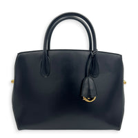 Open Bar Top Handle Bag Black in Calfskin, Gold hardware